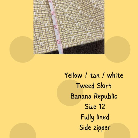 Banana Republic Yellow / Tan / White Tweed Skirt Size 12 - Picture 3 of 4